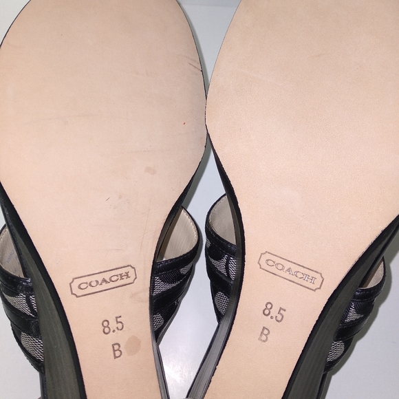 Coach Virginia Black/White/Grey Signature Wedge Sandals Size 8.5 - Picture 3 of 10
